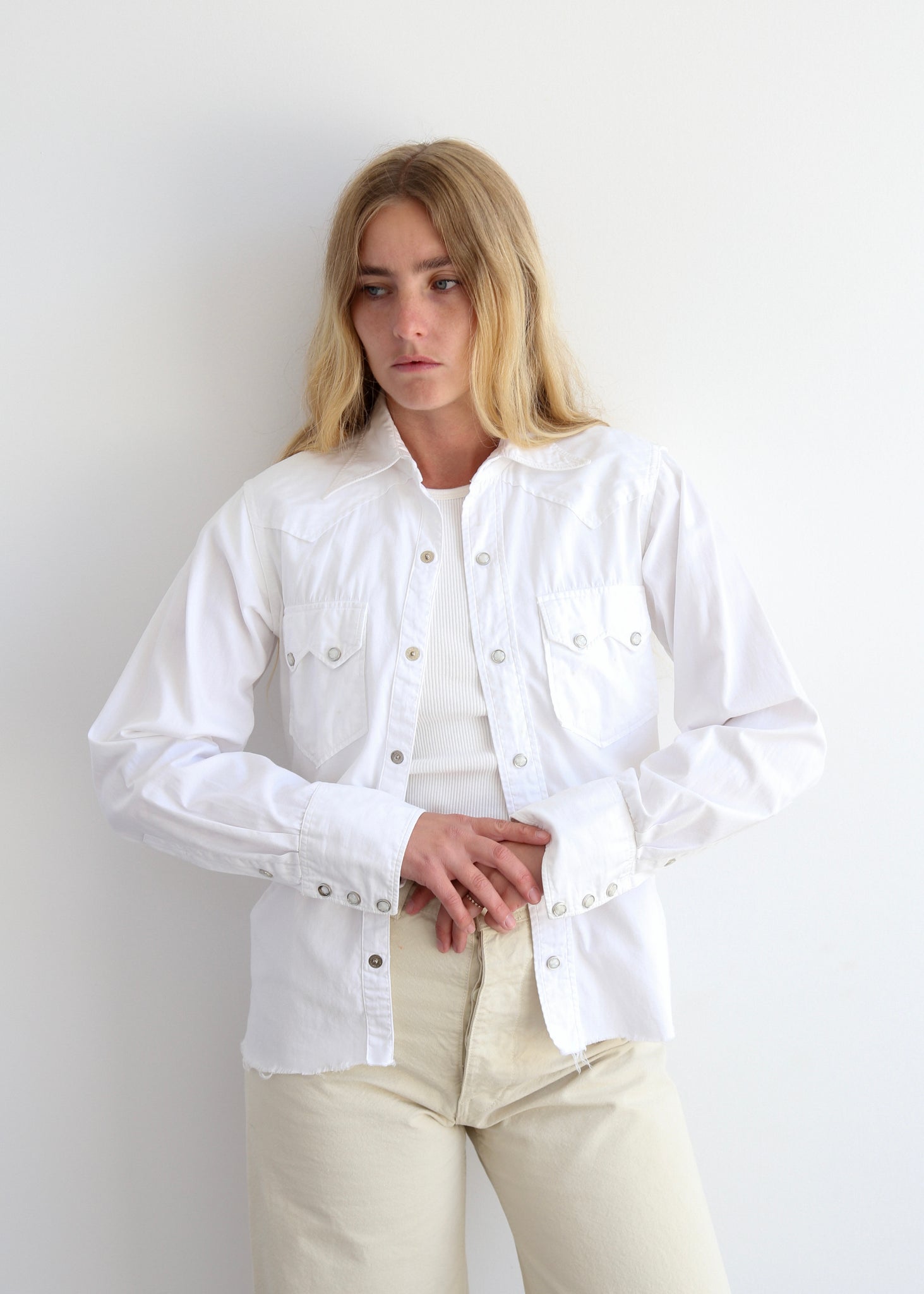 50’s White Sawtooth Pearl Snap Western Shirt