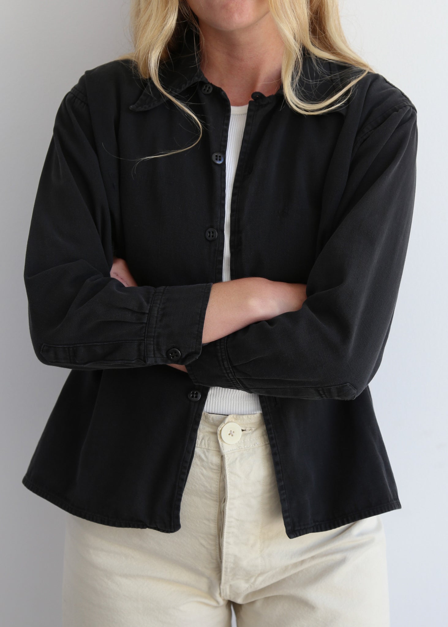 50’s Overdyed Black Loop Collar Shirt