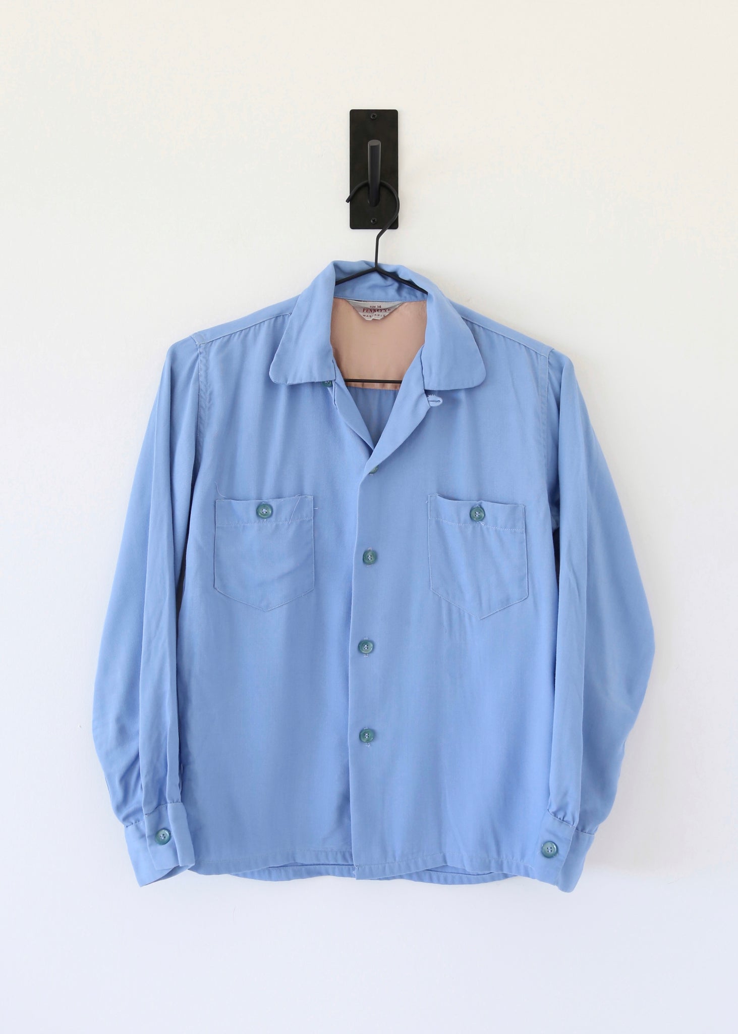 50’s Baby Blue Rayon Loop Collar Shirt